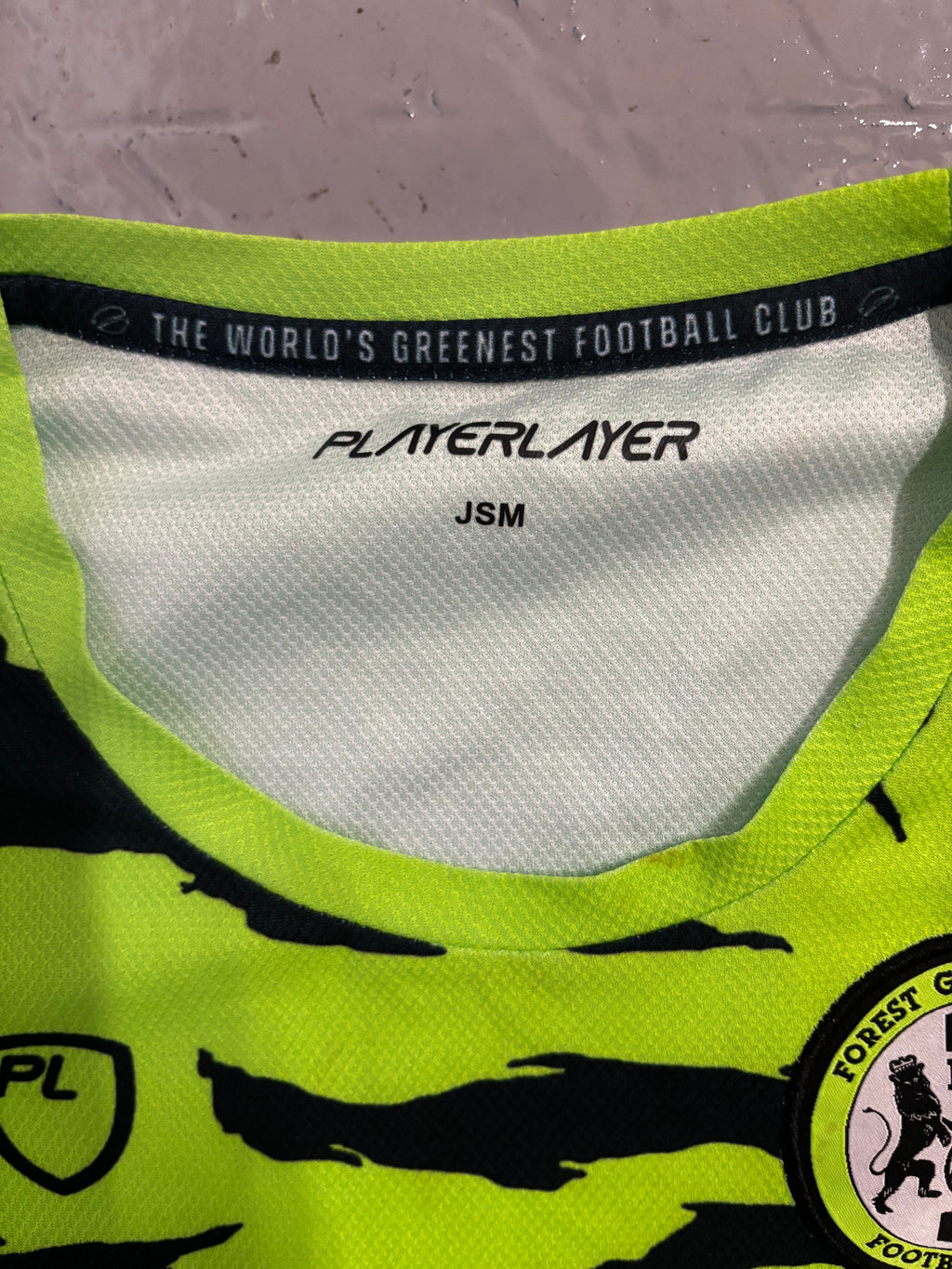 Forest Green Rovers Kids Away Shirt. Size Junior Small.