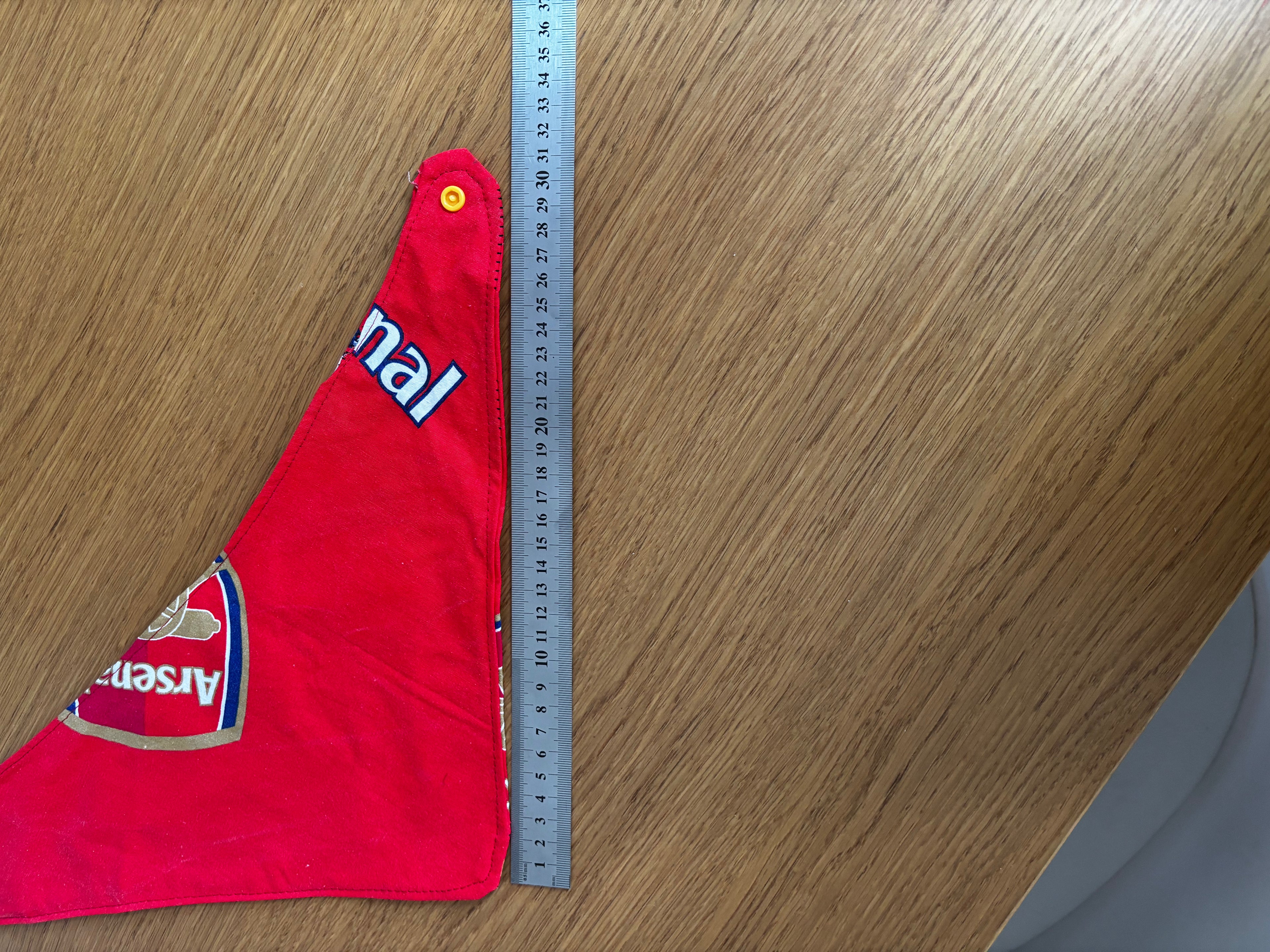 Handmade Arsenal dog bandana.