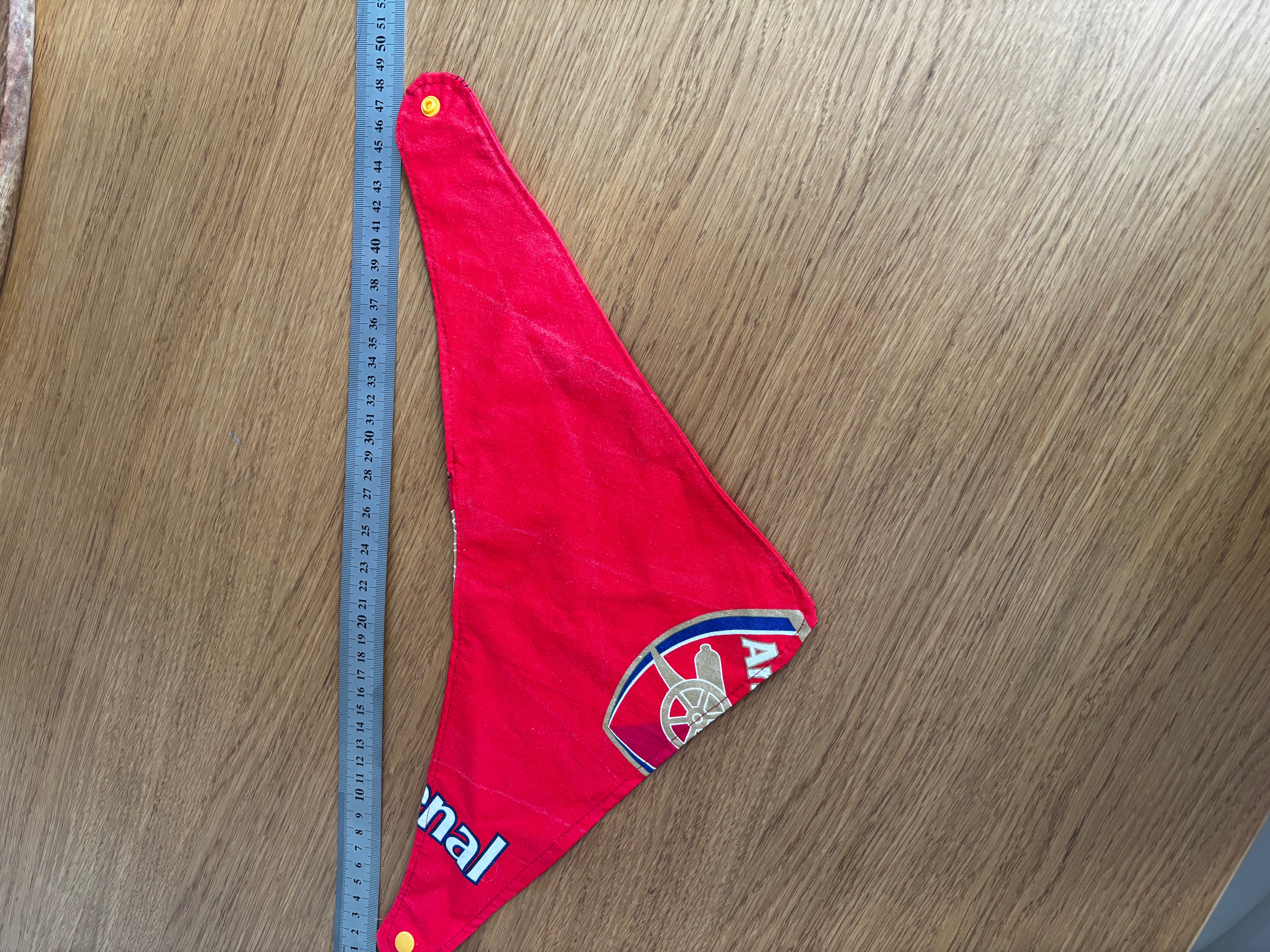 Handmade Arsenal dog bandana.