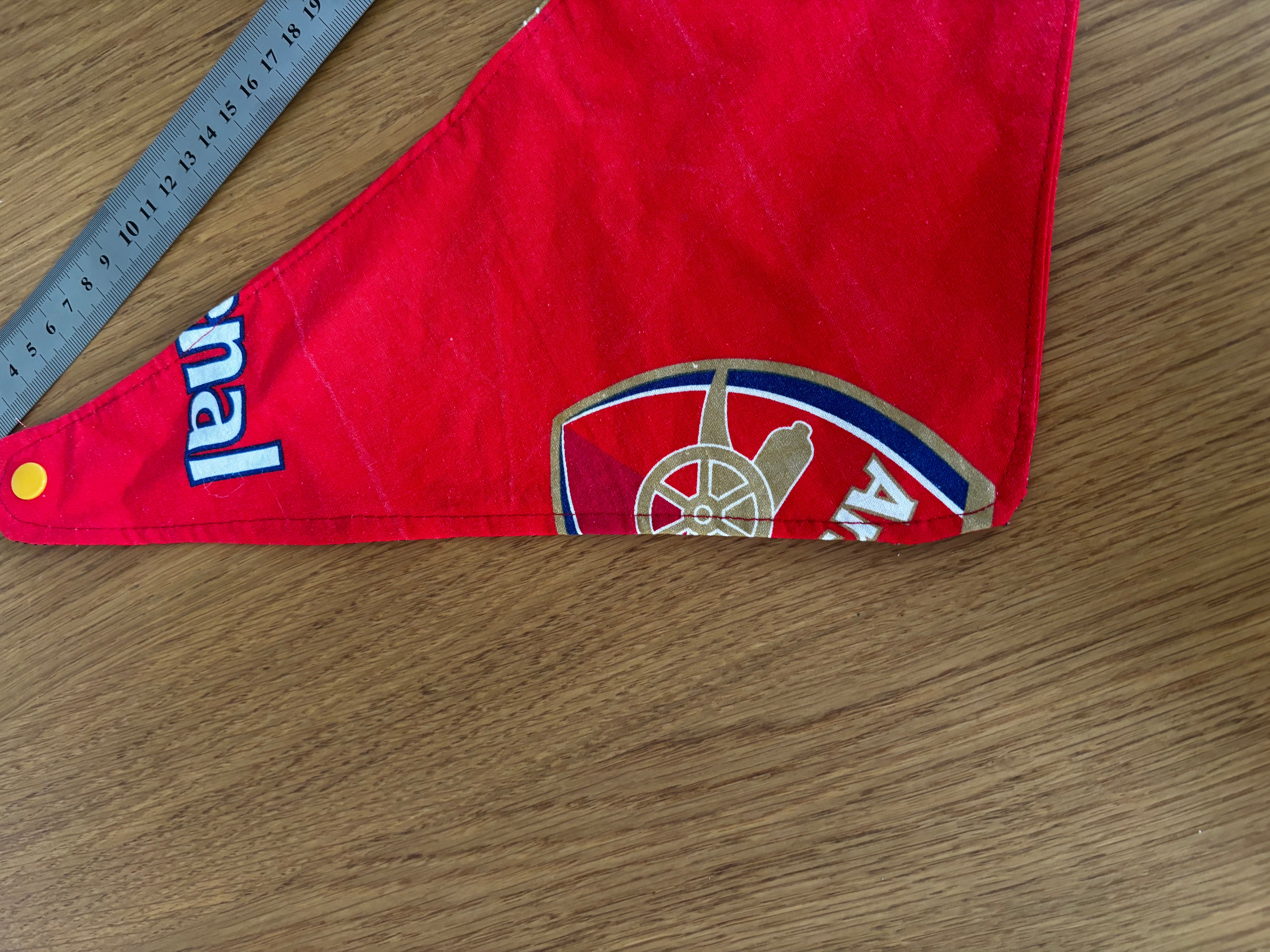 Handmade Arsenal dog bandana.