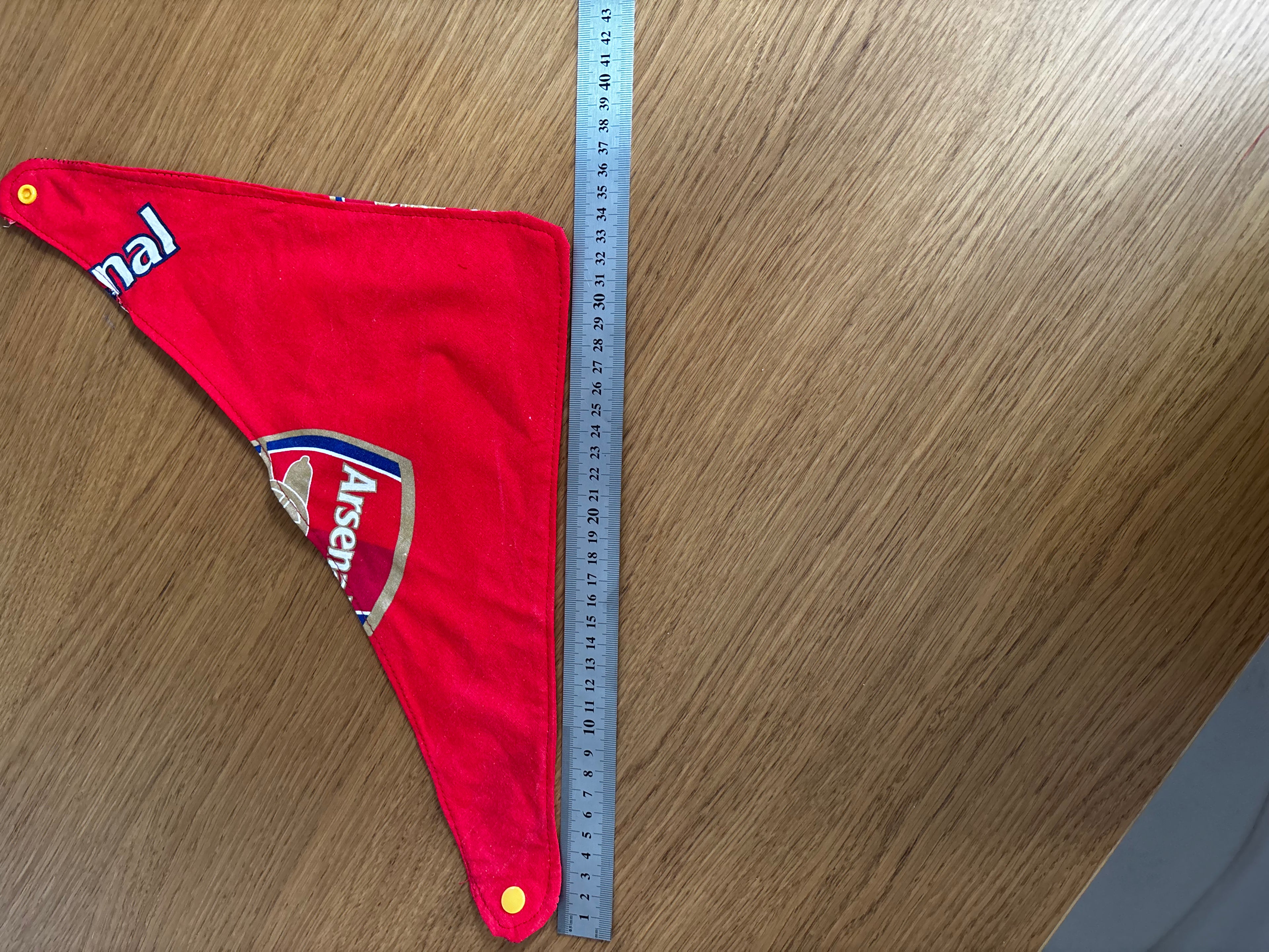 Handmade Arsenal dog bandana.