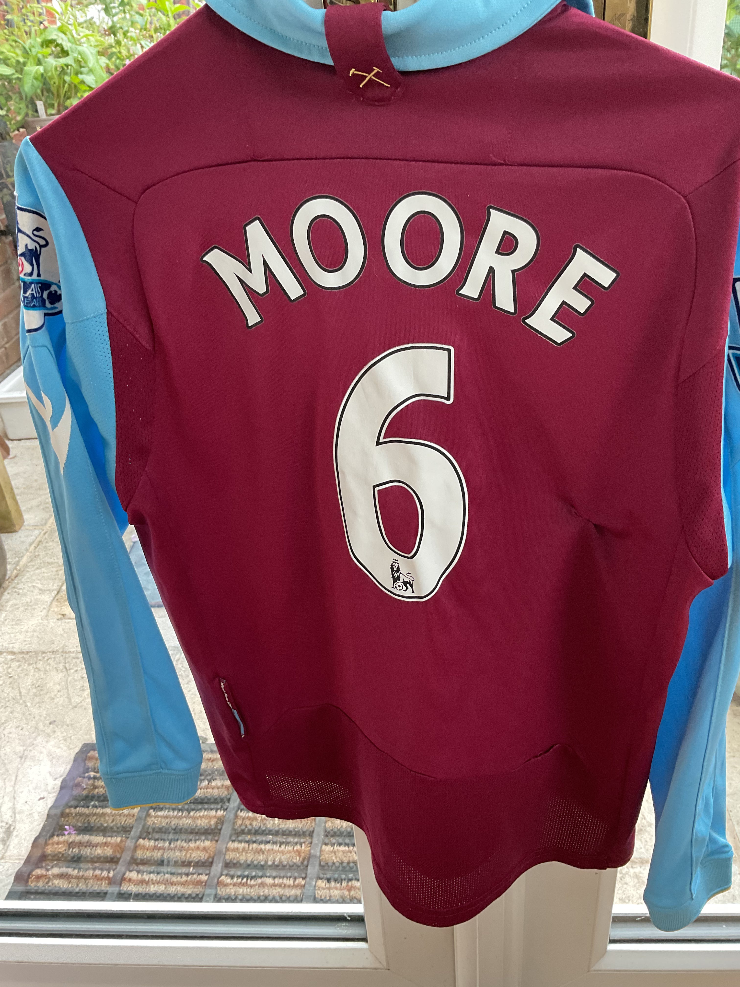 West Ham United Moore 6 Home Shirt. Size Kids Age 10/11 Years.