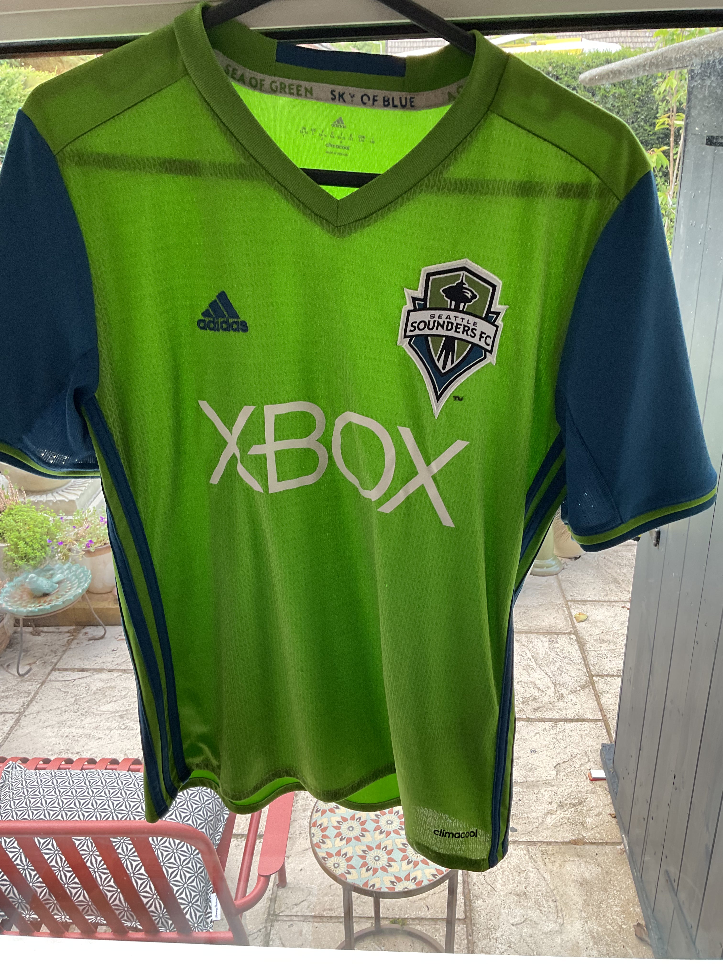 Seattle Sounders 2016 Home Shirt. Size Kids Age 13/14 Years