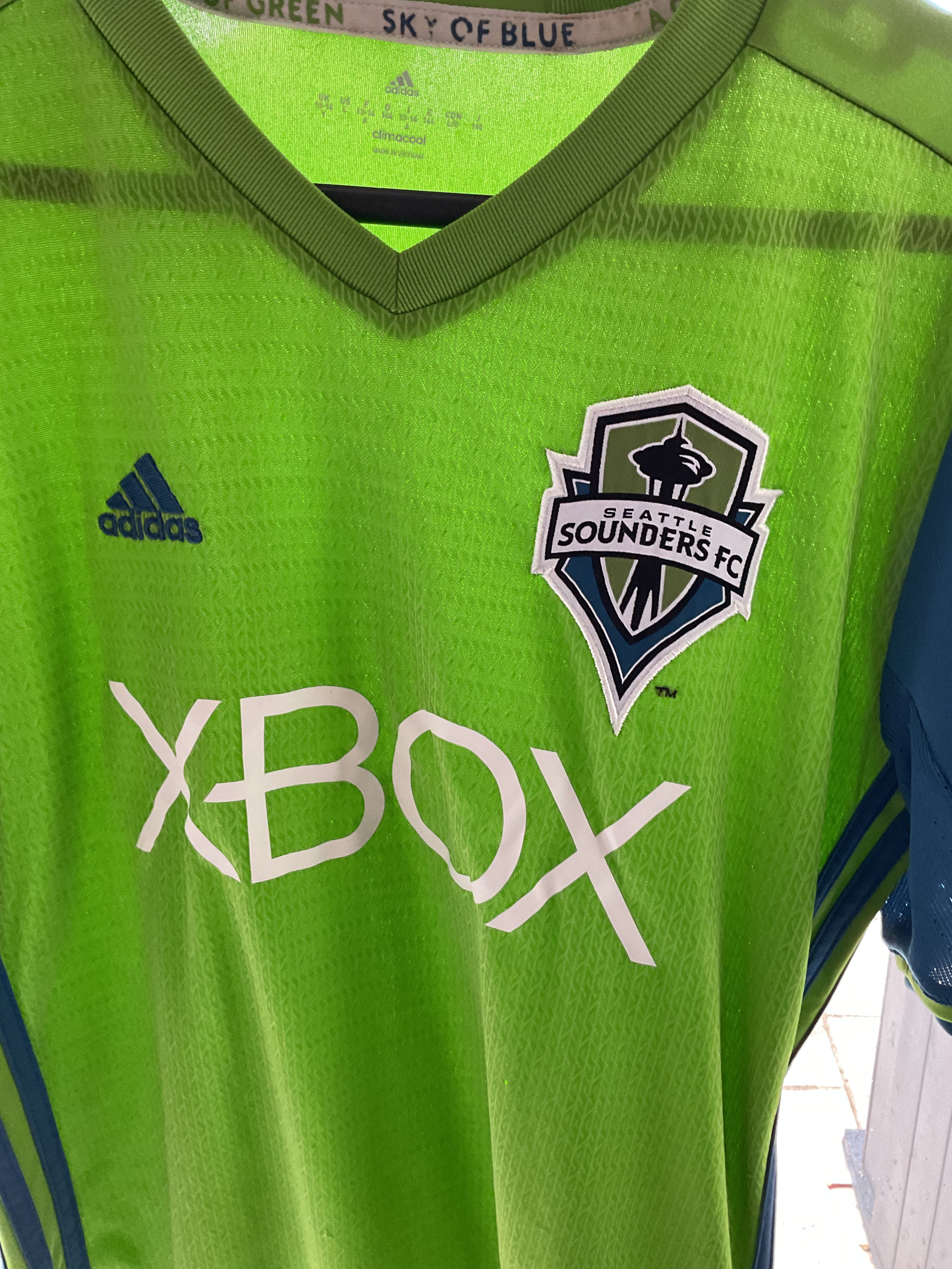 Seattle Sounders 2016 Home Shirt. Size Kids Age 13/14 Years