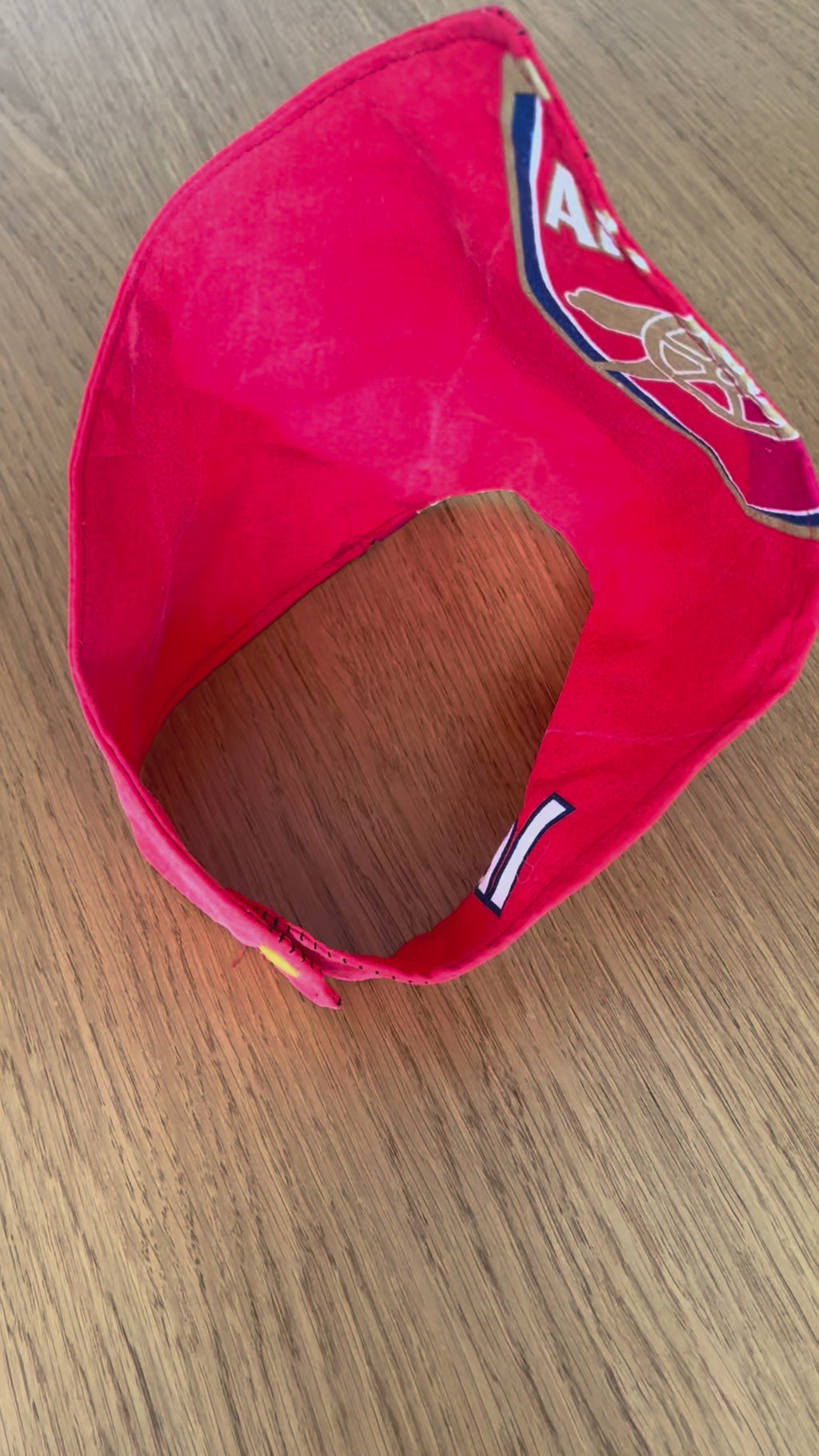 Handmade Arsenal dog bandana.
